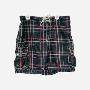 OP Ocean Pacific Swim Trunks Board Shorts XL Mens Black Red Swimwear Cargo